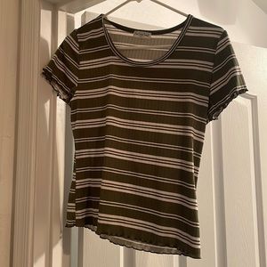 Army green stripped crop top